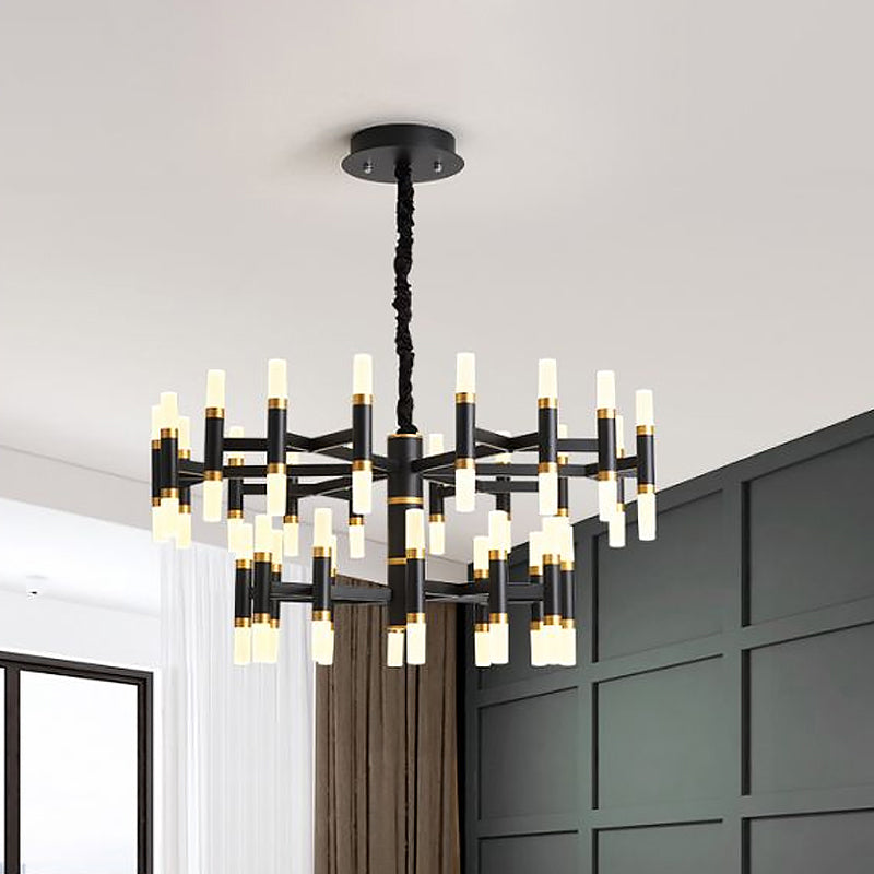 24/36/60 Lights LED Bedroom Chandelier Modern Black White - Rebooters