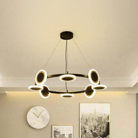 Acrylic Ring Chandelier Pendant Modern 10-Light Black LED Light - Rebooters