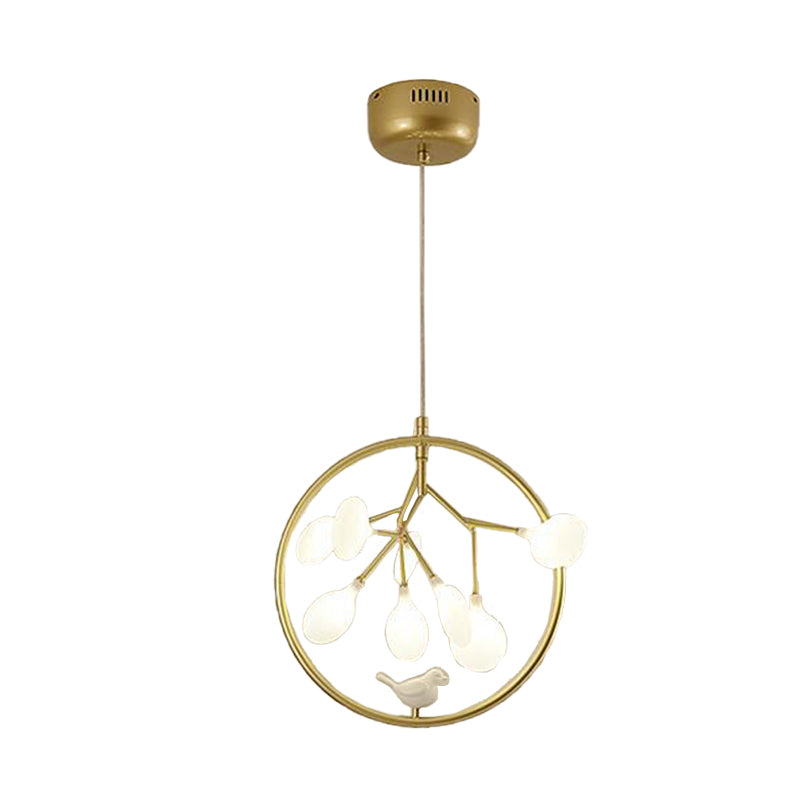 Twig Balcony Hanging Light with Bird Deco Glass Metal Chandelier - Rebooters