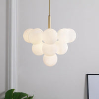 Ball White Glass Chandelier Lamp Contemporary 5/13 Lights - Rebooters