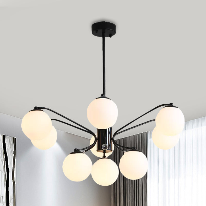 White Glass Ball Chandelier Modern 3/5/9 Lights Fixture - Rebooters