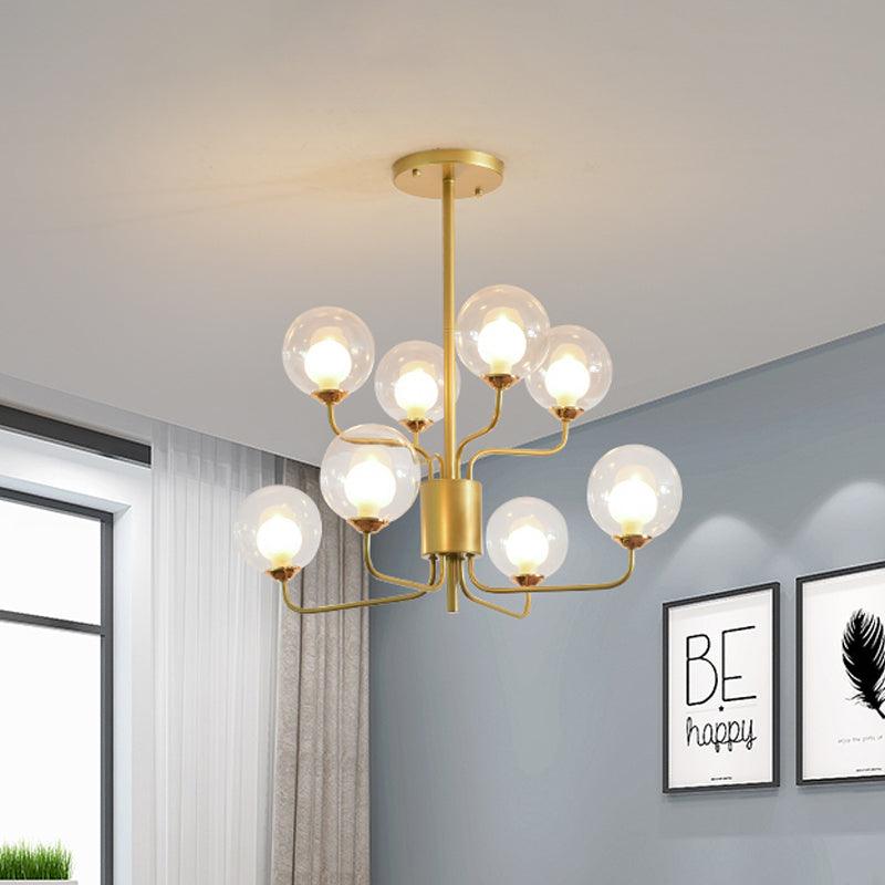 2-Tier Ball Clear Glass Chandelier with Radial Design - Rebooters