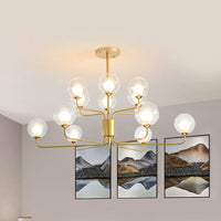 2-Tier Ball Clear Glass Chandelier with Radial Design - Rebooters