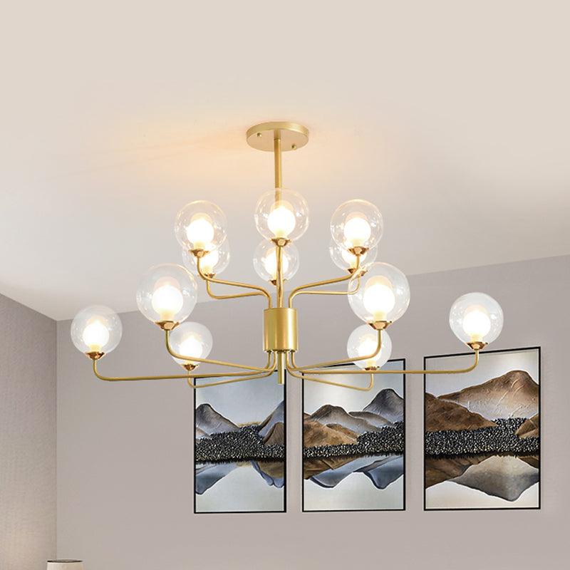 2-Tier Ball Clear Glass Chandelier with Radial Design - Rebooters