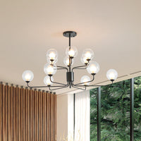 2-Tier Ball Clear Glass Chandelier with Radial Design - Rebooters
