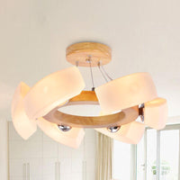 4/6 Light Wooden Ceiling Light Fixture Modern Unique Round Flush Mount Light Warm White - Rebooters