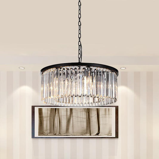 Drum Clear Amber Crystal 9-Light LED Chandelier Lamp - Rebooters