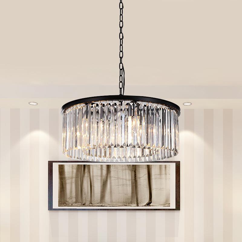Drum Clear Amber Crystal 9-Light LED Chandelier Lamp - Rebooters