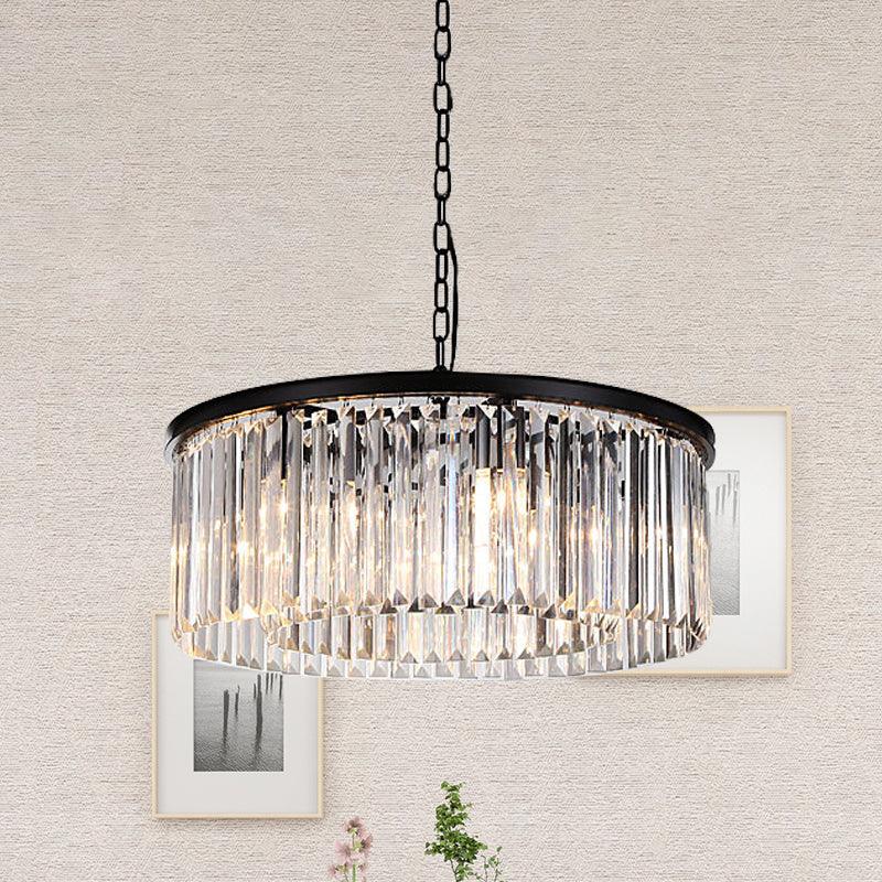 Drum Clear Amber Crystal 9-Light LED Chandelier Lamp - Rebooters