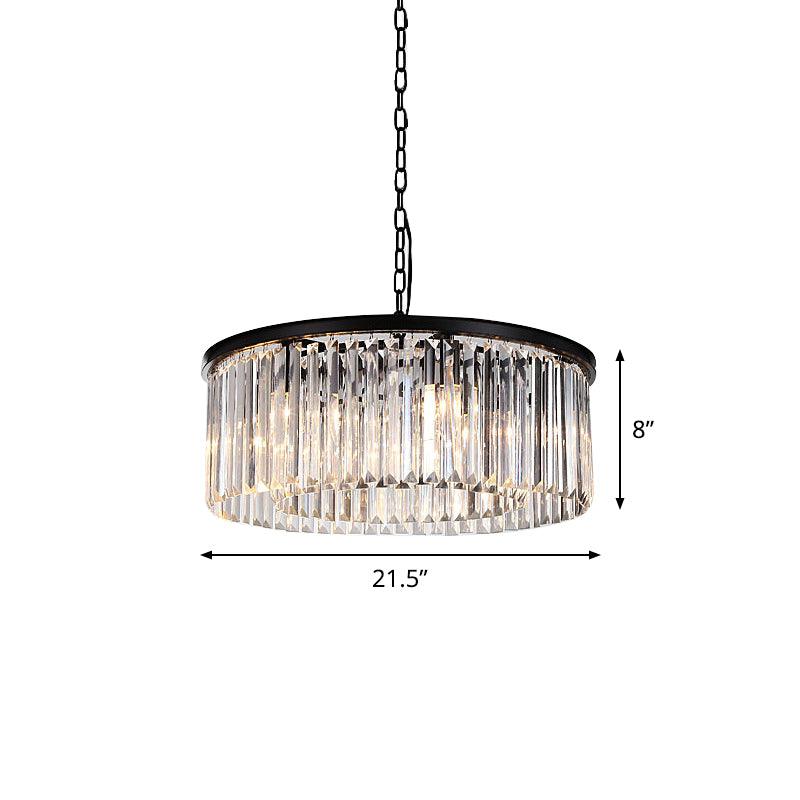 Drum Clear Amber Crystal 9-Light LED Chandelier Lamp - Rebooters