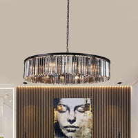 Drum Clear Amber Crystal 9-Light LED Chandelier Lamp - Rebooters