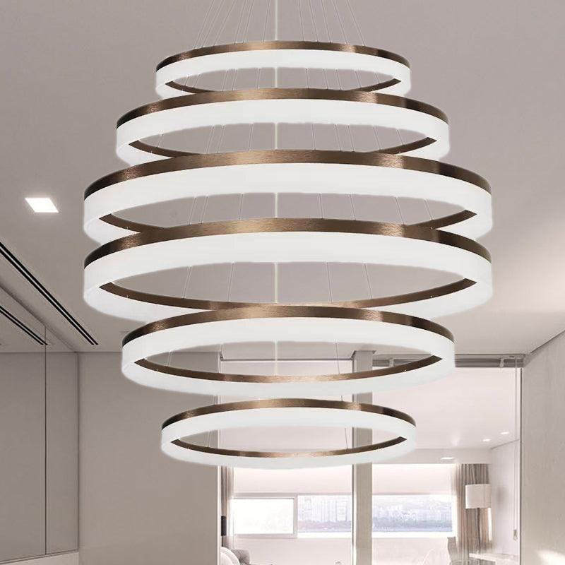 Acrylic Round Chandelier Light Contemporary 4/5/6-Head Pendant - Rebooters