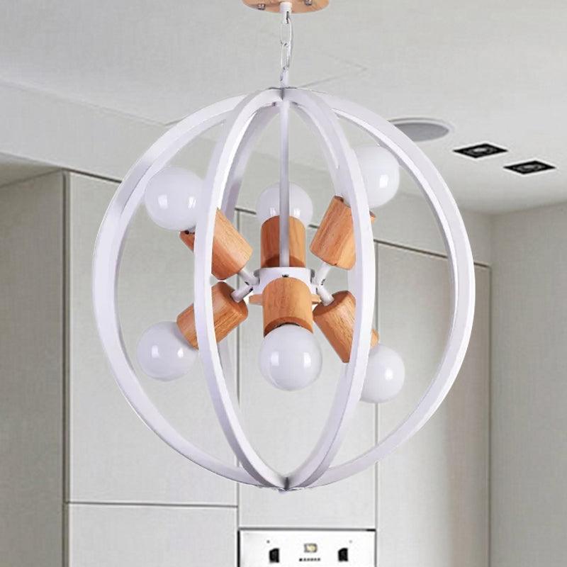 Globe Chandelier Pendant Light Nordic Wood LED Black White Lamp - Rebooters