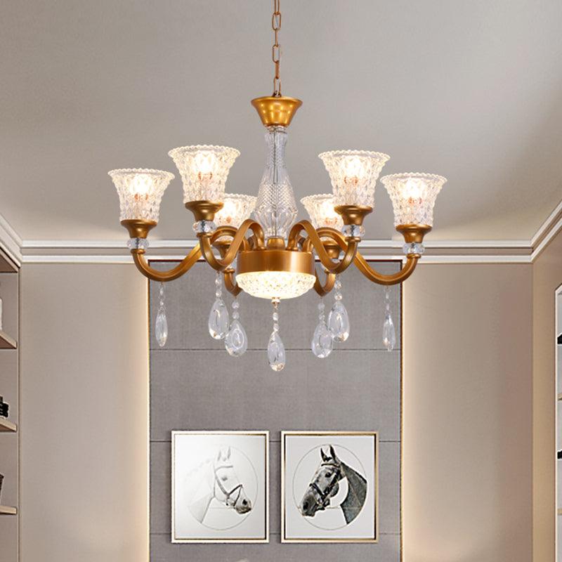 3/6/8-Head Bell Shaped Hanging Chandelier Gold Finish - Rebooters