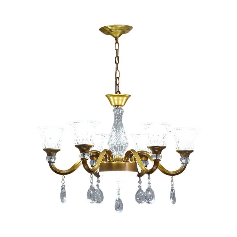 3/6/8-Head Bell Shaped Hanging Chandelier Gold Finish - Rebooters