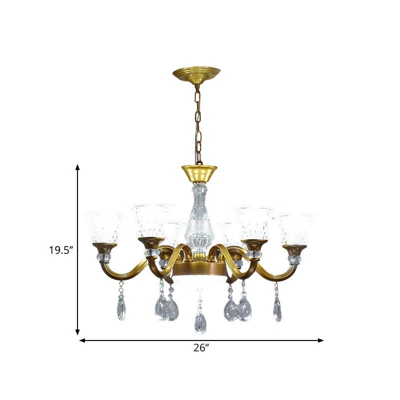 3/6/8-Head Bell Shaped Hanging Chandelier Gold Finish - Rebooters