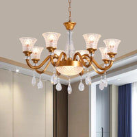 3/6/8-Head Bell Shaped Hanging Chandelier Gold Finish - Rebooters