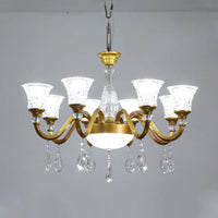3/6/8-Head Bell Shaped Hanging Chandelier Gold Finish - Rebooters