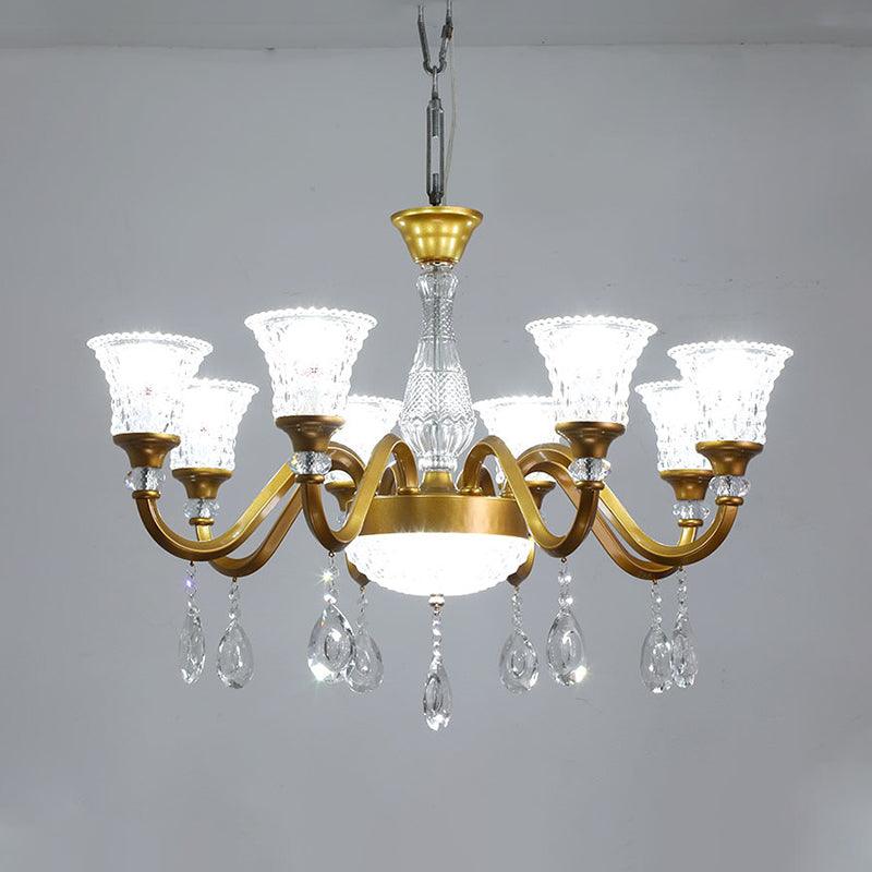 3/6/8-Head Bell Shaped Hanging Chandelier Gold Finish - Rebooters