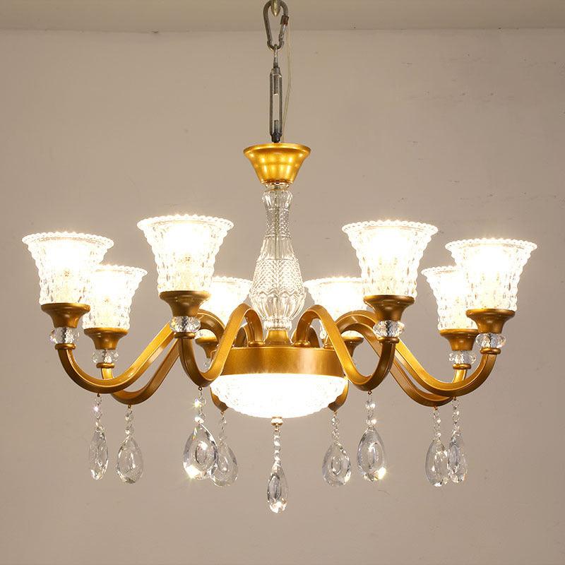 3/6/8-Head Bell Shaped Hanging Chandelier Gold Finish - Rebooters