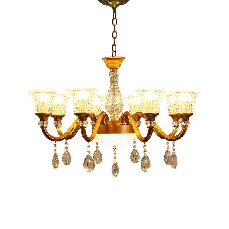 3/6/8-Head Bell Shaped Hanging Chandelier Gold Finish - Rebooters