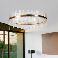 1/2 Lights Living Room Chandelier Lighting with Drum Crystal Shade - Rebooters