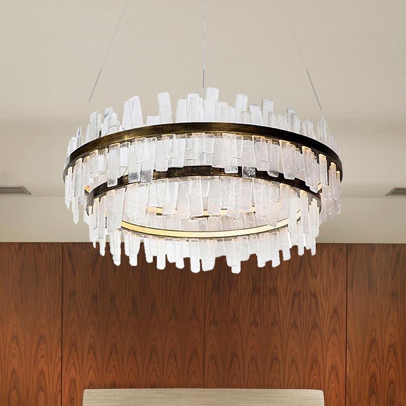 1/2 Lights Living Room Chandelier Lighting with Drum Crystal Shade - Rebooters