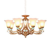3/6/8-Head Bloom Ceiling Chandelier Rustic Gold Glass Pendant - Rebooters