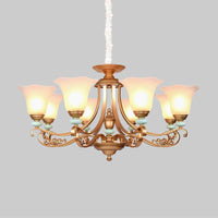 3/6/8-Head Bloom Ceiling Chandelier Rustic Gold Glass Pendant - Rebooters