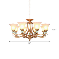 3/6/8-Head Bloom Ceiling Chandelier Rustic Gold Glass Pendant - Rebooters