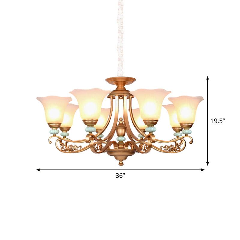 3/6/8-Head Bloom Ceiling Chandelier Rustic Gold Glass Pendant - Rebooters