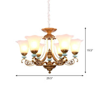 3/6/8-Head Bloom Ceiling Chandelier Rustic Gold Glass Pendant - Rebooters