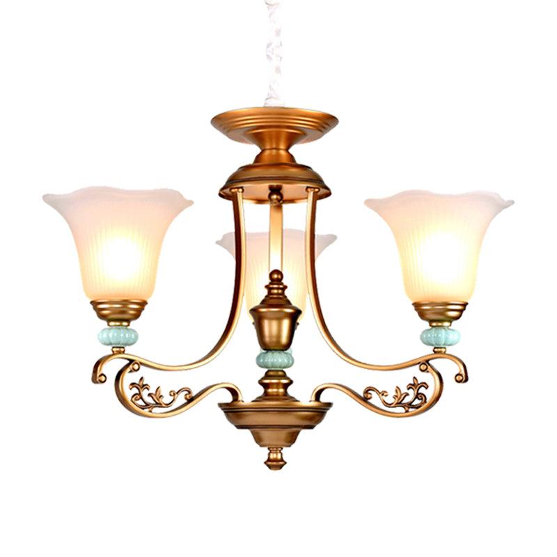 3/6/8-Head Bloom Ceiling Chandelier Rustic Gold Glass Pendant - Rebooters