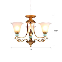 3/6/8-Head Bloom Ceiling Chandelier Rustic Gold Glass Pendant - Rebooters