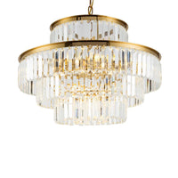 3 Layers Clear Crystal Rod Chandelier Postmodern 9-Light Pendant - Rebooters