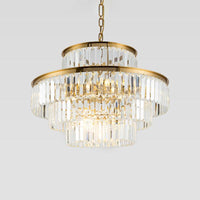 3 Layers Clear Crystal Rod Chandelier Postmodern 9-Light Pendant - Rebooters