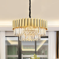 8 Bulbs Tiered Chandelier Pendant Post-Modern Gold Light Fixture - Rebooters