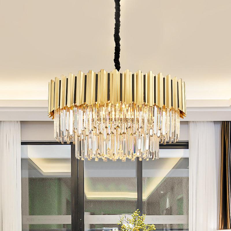 8 Bulbs Tiered Chandelier Pendant Post-Modern Gold Light Fixture - Rebooters