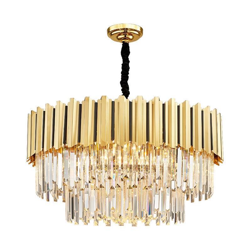 8 Bulbs Tiered Chandelier Pendant Post-Modern Gold Light Fixture - Rebooters