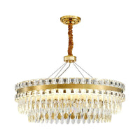 2-Tier Crystal LED Chandelier Modernist Living Room Light Gold - Rebooters