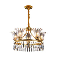 5/8 Bulbs Flared Chandelier Light Fixture Classic Gold Crystal - Rebooters