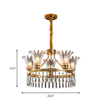 5/8 Bulbs Flared Chandelier Light Fixture Classic Gold Crystal - Rebooters