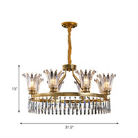 5/8 Bulbs Flared Chandelier Light Fixture Classic Gold Crystal - Rebooters