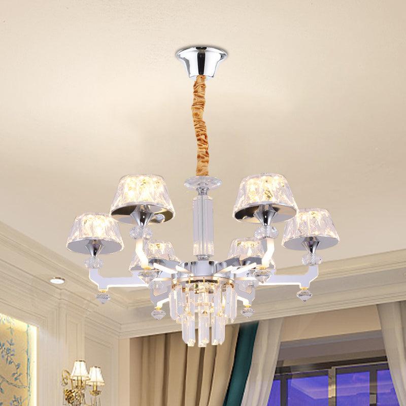 Clear Crystal Silver Ceiling Lamp Cylindrical 6/8 Bulbs - Rebooters
