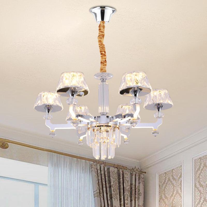 Clear Crystal Silver Ceiling Lamp Cylindrical 6/8 Bulbs - Rebooters