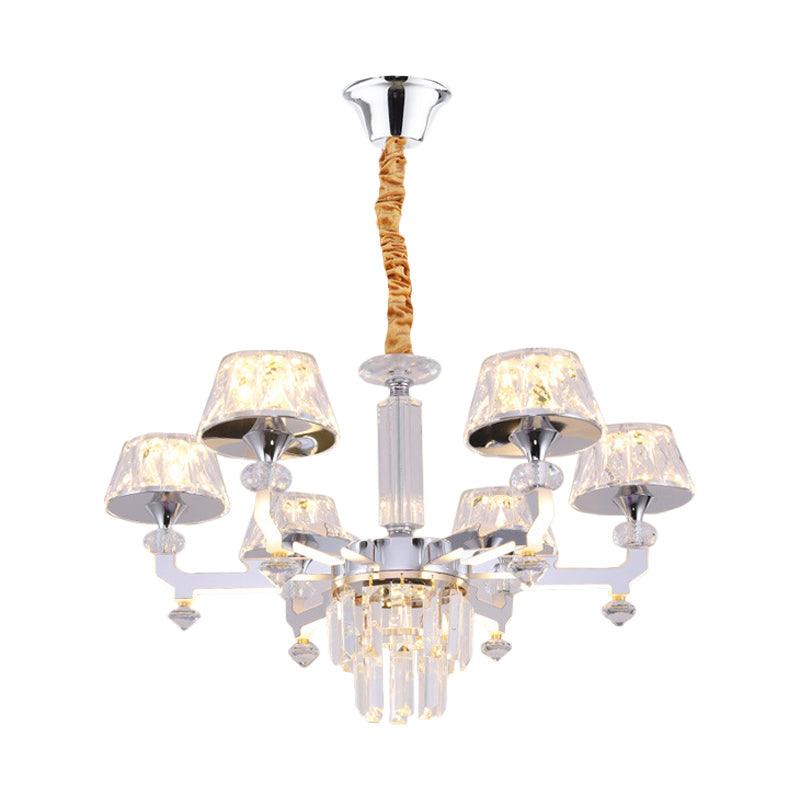 Clear Crystal Silver Ceiling Lamp Cylindrical 6/8 Bulbs - Rebooters