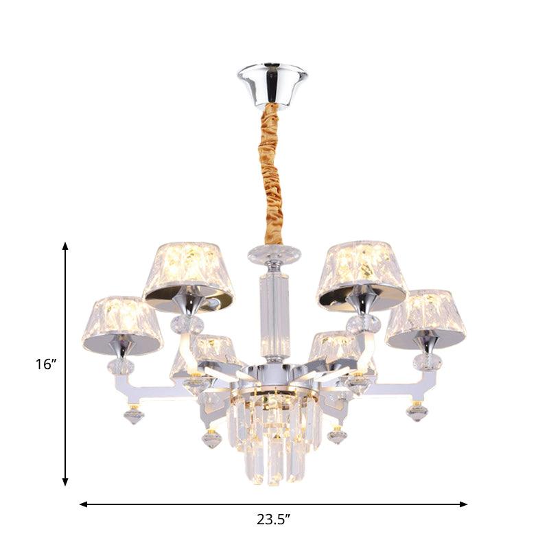 Clear Crystal Silver Ceiling Lamp Cylindrical 6/8 Bulbs - Rebooters