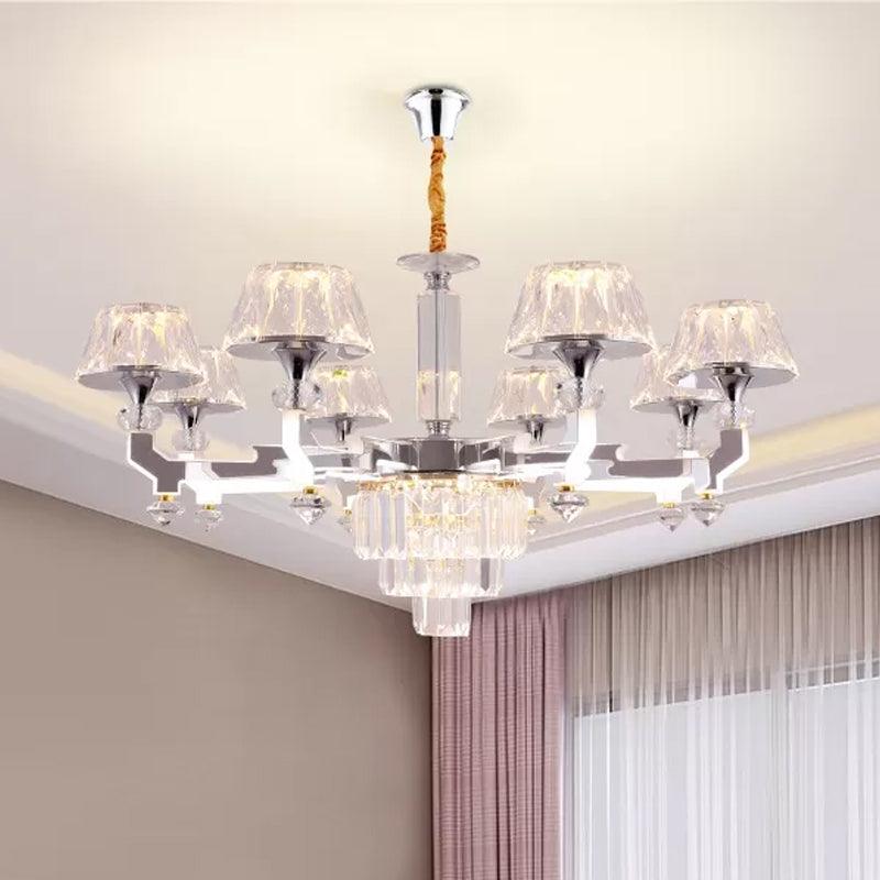 Clear Crystal Silver Ceiling Lamp Cylindrical 6/8 Bulbs - Rebooters