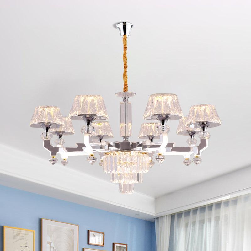Clear Crystal Silver Ceiling Lamp Cylindrical 6/8 Bulbs - Rebooters