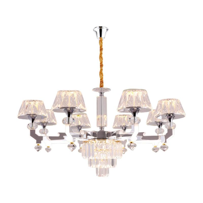 Clear Crystal Silver Ceiling Lamp Cylindrical 6/8 Bulbs - Rebooters